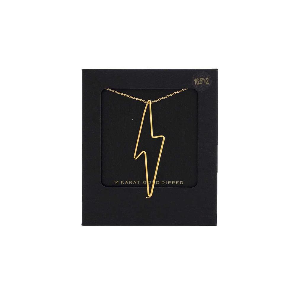 14k Gold Dipped Lightning Bolt Charm Necklace - Picture 1 of 5